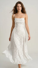 Isolde - White Jacquard Slip Maxi Dress
