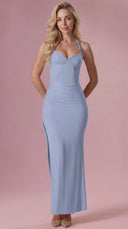 Valentina - Powder Blue Jersey Corset Bridesmaid Dress
