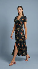 Rosalind - Black Floral V-Neck Maxi Dress