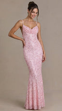 Celestia - Baby Pink Embellished Open-Back Maxi Gown