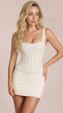 Lyra - Ivory Lace Corset Mini Dress