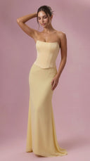 Adelina - Butter Yellow Satin Corset Bridesmaid Dress