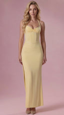 Valentina - Butter Yellow Jersey Corset Bridesmaid Dress