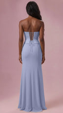 Adelina - Powder Blue Satin Corset Bridesmaid Dress