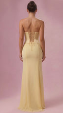 Adelina - Butter Yellow Satin Corset Bridesmaid Dress