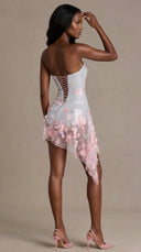 Anouk - Baby Pink Embellished Tulle Corset Mini Dress