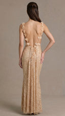 Celestia - Gold Embellished Open-Back Maxi Gown