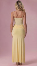 Élise - Butter Yellow Mesh Draped Bridesmaid Dress