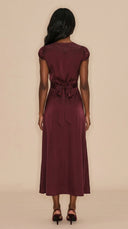 Vivienne - Wine Red V-Neck Lace Maxi Dress