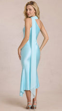 Vera - Soft Aqua Scarf-Detail Midaxi Dress