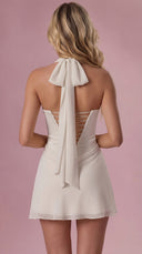 Coralie - Ivory Satin Draped Mini Dress