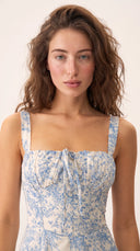 Margaux - Blue Floral Ruched Corset Mini Dress