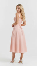 Amara - Rosé Corset Lace-Up Midi Dress