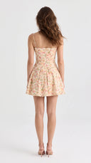 Giuliana - Yellow Floral Print Fit-and-Flare Mini Dress