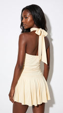 Adriana - Butter Yellow Halter Tie-Neck Mini Dress