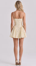 Leonora - Lemon Floral Print Corset Mini Dress