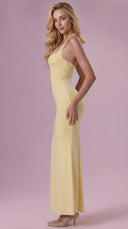 Valentina - Butter Yellow Jersey Corset Bridesmaid Dress