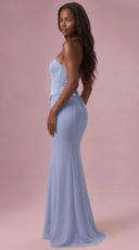Adelina - Powder Blue Satin Corset Bridesmaid Dress