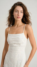 Isolde - White Jacquard Slip Maxi Dress