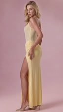 Élise - Butter Yellow Mesh Draped Bridesmaid Dress