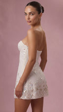 Estelle - Ivory Embellished Bandeau Mini Dress
