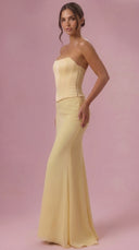 Adelina - Butter Yellow Satin Corset Bridesmaid Dress