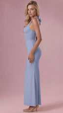 Valentina - Powder Blue Jersey Corset Bridesmaid Dress