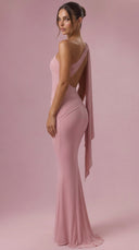 Selene - Blush Pink Jersey Bridesmaid Dress