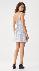 Margaux - Blue Floral Ruched Corset Mini Dress