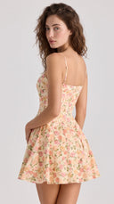 Giuliana - Yellow Floral Print Fit-and-Flare Mini Dress