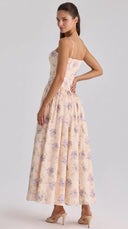 Rossella - Blush Floral Print Corset Midaxi Dress