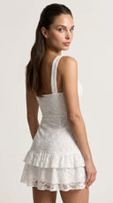 Daphne - Lace Floral Sweetheart Tiered Mini Dress