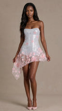 Anouk - Baby Pink Embellished Tulle Corset Mini Dress