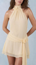 Marielle - Butter Yellow Halterneck Mini Dress