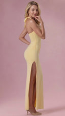 Valentina - Butter Yellow Jersey Corset Bridesmaid Dress