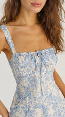 Marisol - Blue Floral Ruched Slip Midi Dress