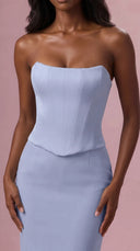 Adelina - Powder Blue Satin Corset Bridesmaid Dress