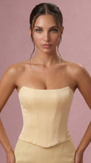Adelina - Butter Yellow Satin Corset Bridesmaid Dress
