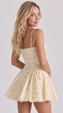Leonora - Lemon Floral Print Corset Mini Dress