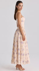 Rossella - Blush Floral Print Corset Midaxi Dress