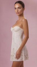 Estelle - Ivory Embellished Bandeau Mini Dress