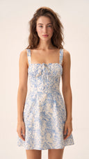 Margaux - Blue Floral Ruched Corset Mini Dress