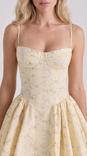 Leonora - Lemon Floral Print Corset Mini Dress