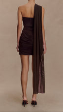 Amelie dark chocolate corset mini dress, back view