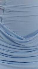 Amelie powder blue corset mini dress, close-up of sweetheart neckline