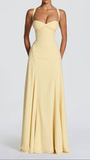 Aurélie lemon maxi dress with sweetheart neckline and pleated underwired cups