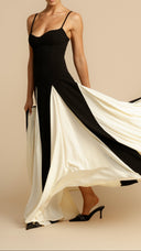 Sabine black and white panelled A-line maxi dress, back view