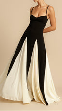 Sabine black and white panelled A-line maxi dress, three-quarter view